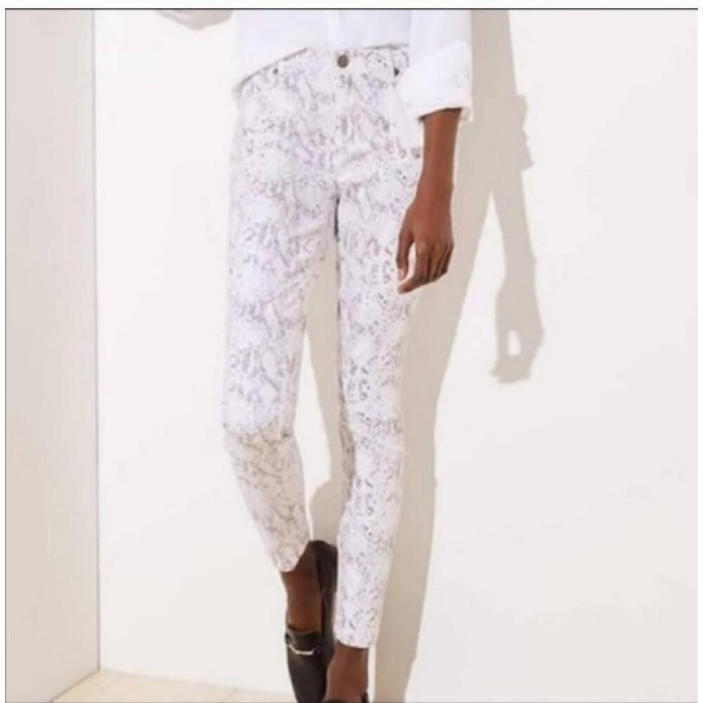 NWT Loft White Snake Print High-Rise Skinny Pants Size 4/27